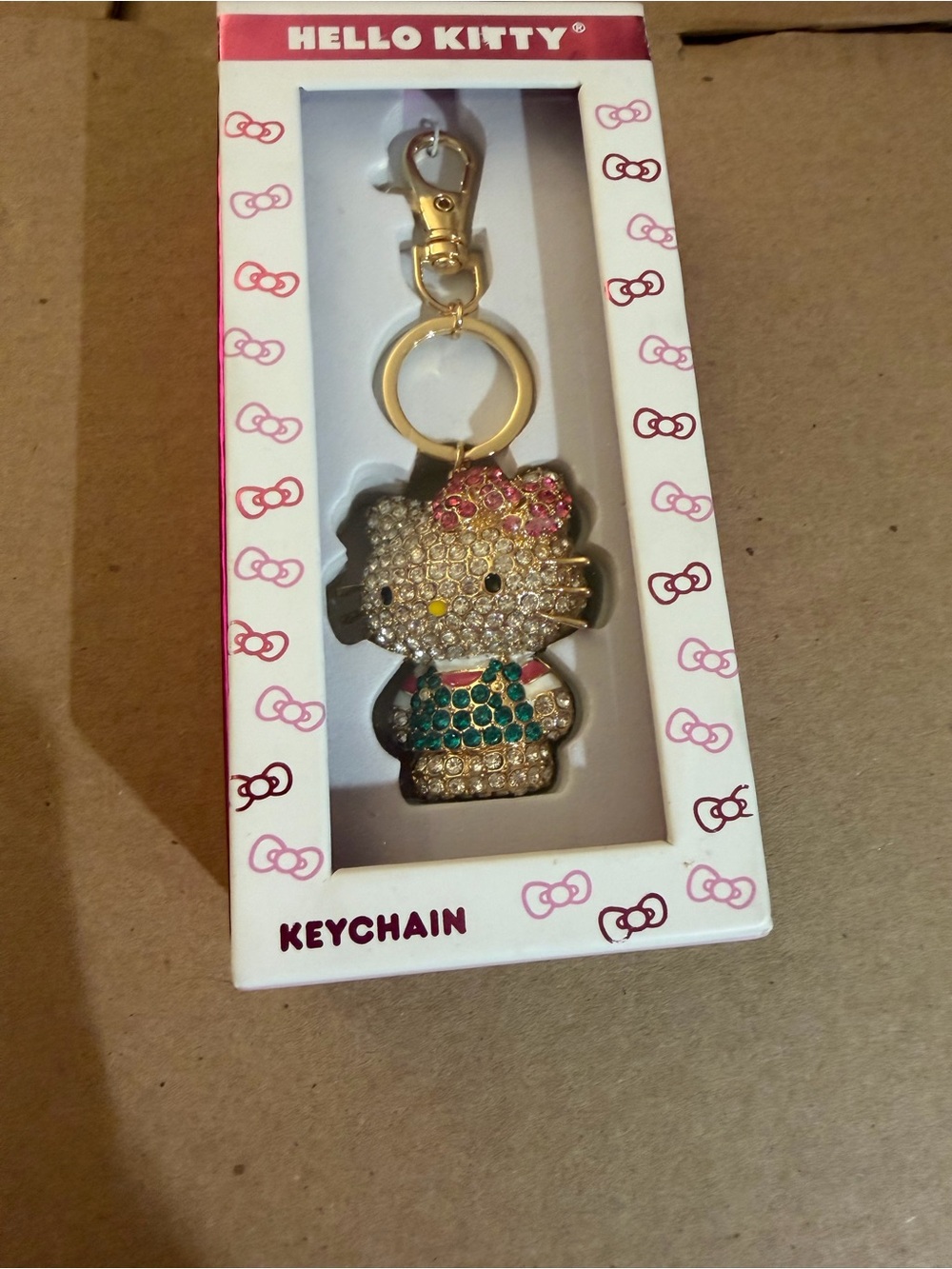 Hello Kitty Gold and Pink Crystal Key & Card Holder Charm